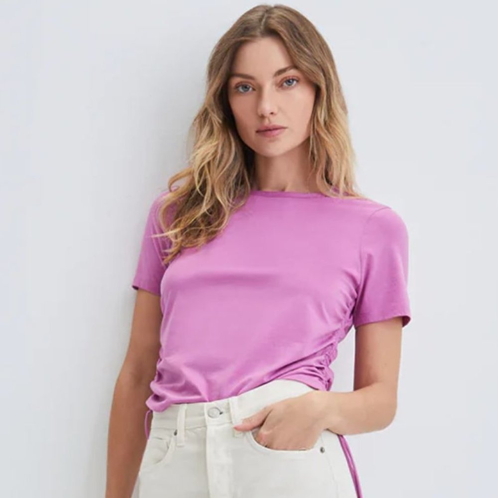 (SOLD) NWT Veronica Beard Tazi drawstring tee - vivid orchid pink